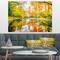 Designart - Bright Fall Forest with River - Landscape Canvas Art Print